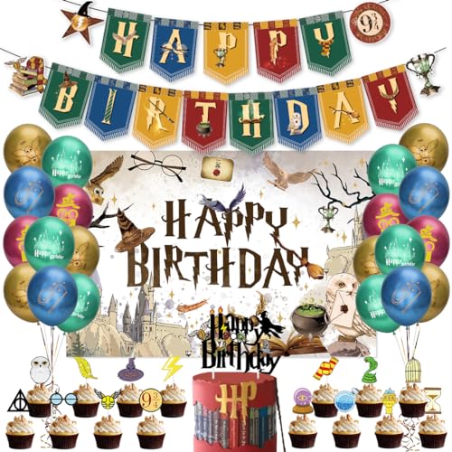 36 Stück Wizard Geburtstag Party Dekorationen , Magische Party Deko, Geburtstag Banner Wizard Tortendeko, olienballons,Zauberer Party Deko, für Jungen Mädchen von Philoctes