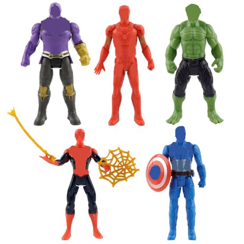 5 Stück Avengers Mini Figuren Set, Superhelden Figuren Set Cake Topper, Superhelden Figuren Tortendeko Superhero für Kindergeburtstag Kuchen Dekoration Office Sammler Party Liefert Junge von Philoctes