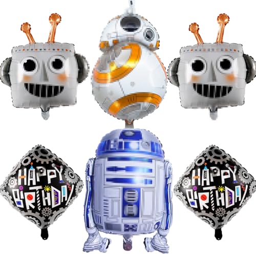 6 Stück Luftballon Kinder Geburtstag Kit, Happy Birthday Quadratischer Aluminiumballons Schwarz, 4 Große Größe Folienballons, für Kinder Geburtstag Party Dekoration von Philoctes