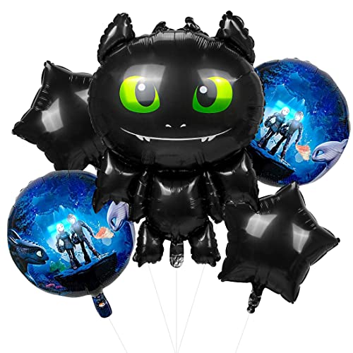 Geburtstag Folienballon Junge, 7 Stück Folienballons Geburtstag Kit, Pentagramm Ballon Schwarz, Tier Folienballons Schwarz Geburtstag Deko Junge Partei Hintergrunden von Philoctes