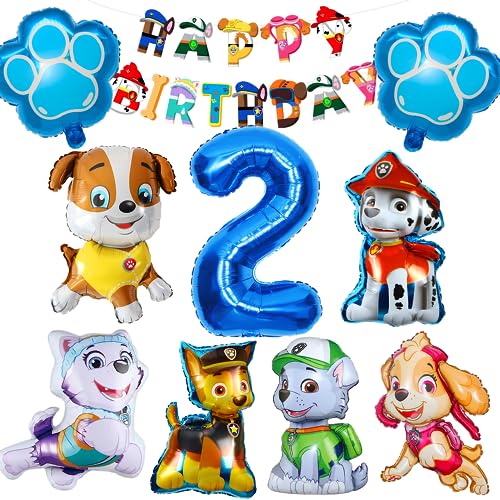 Geburtstag Luftballons Hund, 10 Stück Folienballons Tier Hund Kit, XXL Zahl 2 Ballon Blau, 6 Geformte Folienballons Hund, Hundepfote Folienballons, fur Theme Party Supplies, Kindergeburtstag Deko Geburtstag Luftballons Hund, 10 Stück Folienballons Tier Hund Kit, XXL Zahl 2 Ballon Blau, 6 Geformte Folienballons Hund, Hundepfote Folienballons, fur Theme Party Supplies, Kindergeburtstag Deko von Philoctes