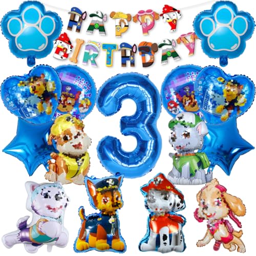 Geburtstag Luftballons Hund, 16 Stück Folienballons Tier Hund Kit, XXL Zahl 3 Ballon Blau, 6 Geformte Folienballons Hund, 2 Hundepfote Folienballons, 2 Pentagramm Ballon fur Theme Party Supplies Geburtstag Luftballons Hund, 16 Stück Folienballons Tier Hund Kit, XXL Zahl 3 Ballon Blau, 6 Geformte Folienballons Hund, 2 Hundepfote Folienballons, 2 Pentagramm Ballon fur Theme Party Supplies von Philoctes