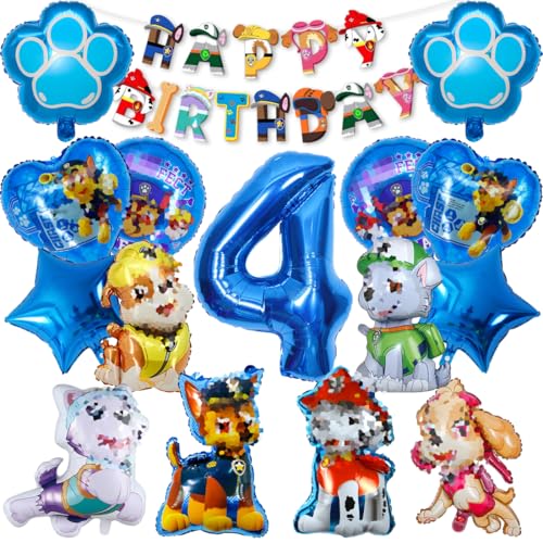 Geburtstag Luftballons Hund, 16 Stück Folienballons Tier Hund Kit, XXL Zahl 4 Ballon Blau, 6 Geformte Folienballons Hund, 2 Hundepfote Folienballons, 2 Pentagramm Ballon fur Theme Party Supplies Geburtstag Luftballons Hund, 16 Stück Folienballons Tier Hund Kit, XXL Zahl 4 Ballon Blau, 6 Geformte Folienballons Hund, 2 Hundepfote Folienballons, 2 Pentagramm Ballon fur Theme Party Supplies von Philoctes