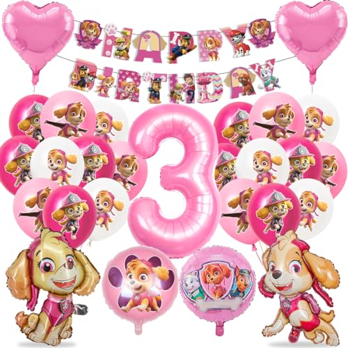 Hund Geburtstag Deko 3 jahre, Dog Geburtstagsdeko Mädchen, Party Luftballon 3, Luftballon Kindergeburtstag 3 jahre, Rosa Ballon Dekoration, Happy Birthday Banner für Dog Kindergeburtstag Party Hund Geburtstag Deko 3 jahre, Dog Geburtstagsdeko Mädchen, Party Luftballon 3, Luftballon Kindergeburtstag 3 jahre, Rosa Ballon Dekoration, Happy Birthday Banner für Dog Kindergeburtstag Party von Philoctes