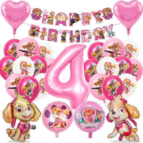 Hund Geburtstag Deko 4 jahre, Dog Geburtstagsdeko Mädchen, Party Luftballon 4, Luftballon Kindergeburtstag 4 jahre, Rosa Ballon Dekoration, Happy Birthday Banner für Dog Kindergeburtstag Party Hund Geburtstag Deko 4 jahre, Dog Geburtstagsdeko Mädchen, Party Luftballon 4, Luftballon Kindergeburtstag 4 jahre, Rosa Ballon Dekoration, Happy Birthday Banner für Dog Kindergeburtstag Party von Philoctes