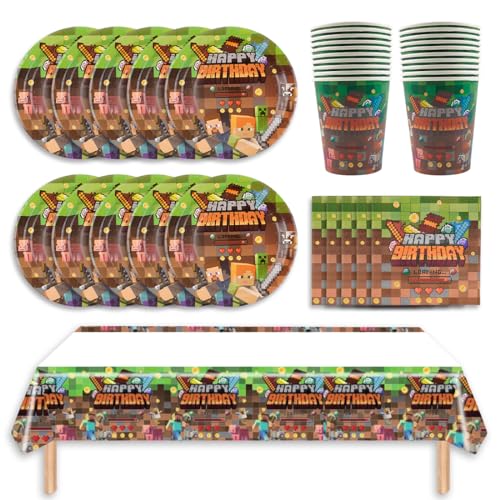 Spiel Partygeschirr Set, 41Pcs Braun Spiel Party Geschirr Geburtstagsdeko, Videospiele Besteck Kindergeburtstag, Pappteller Serviette Becher Teller Tischdecke für Kindergeburtstag Party Supplies Spiel Partygeschirr Set, 41Pcs Braun Spiel Party Geschirr Geburtstagsdeko, Videospiele Besteck Kindergeburtstag, Pappteller Serviette Becher Teller Tischdecke für Kindergeburtstag Party Supplies von Philoctes