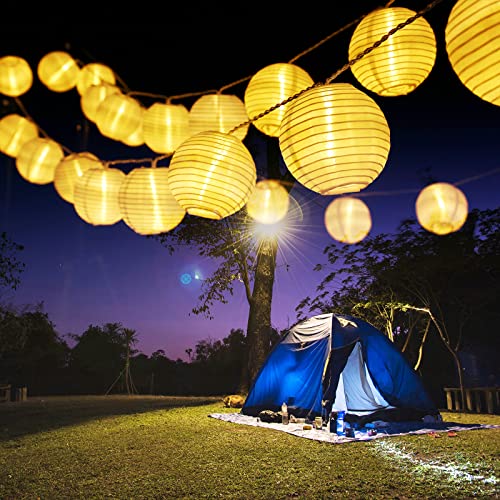 PhilzOps Solar Lichterkette Lampion Outdoor, 6M 30 LED Solar Laternen Lichterkette Warmweiß Wasserdicht Gartenlaterne Beleuchtung für Aussen Balkon Hof Terrasse Fest Hochzeit Haus Weihnachten Deko von PhilzOps