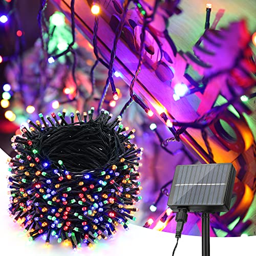 PhilzOps Solar Lichterkette Outdoor, 52M 500 LED Bunt Weihnachtsbeleuchtung Wasserdicht Solar Lichterkette Aussen mit 8 Modi für Partys Garten Balkon Terrasse Tor Bäume Errassen Hochzeiten Deko von PhilzOps