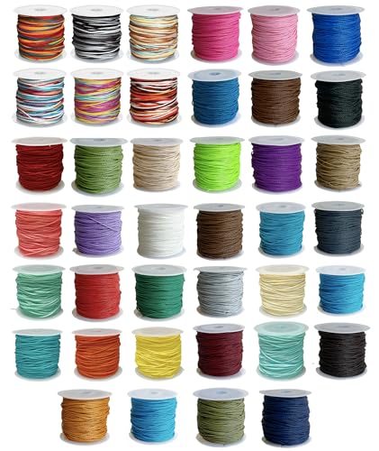 Gewachste Polyesterschnur, gewachste Armbänder, Schnur für Armbandherstellung, gewachstes Faden, Armbandschnur, Armbandseil für Schmuckherstellung, 40 Farben Gewachste Polyesterschnur, gewachste Armbänder, Schnur für Armbandherstellung, gewachstes Faden, Armbandschnur, Armbandseil für Schmuckherstellung, 40 Farben von Phinicco