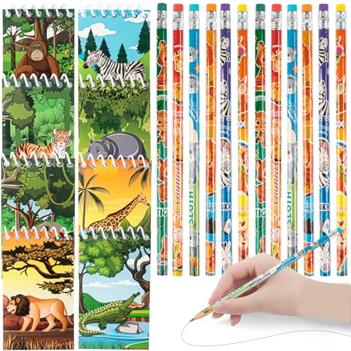 Phlognfy Dschungel-Tiere Kindergeburtstag Party Mitgebsel, Dschungel-Tiere Kinder Schulbedarf Set mit 8 Mini Spirale Notizblock + 12 Cartoon Bleistifte, für Jungen Mädchen Gastgeschenke Phlognfy Dschungel-Tiere Kindergeburtstag Party Mitgebsel, Dschungel-Tiere Kinder Schulbedarf Set mit 8 Mini Spirale Notizblock + 12 Cartoon Bleistifte, für Jungen Mädchen Gastgeschenke von Phlognfy