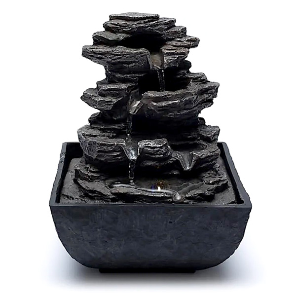 Tischbrunnen "Fels" aus Polyresin, mit warmweißer LED von Phoenix Import