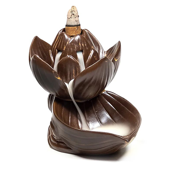 Weihrauchbrenner "Lotus" aus Keramik, mit Wasserfalleffekt von Phoenix Import