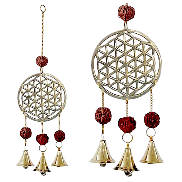 Windspiel "Blume des Lebens" mit 3 hellen Glöckchen, 27cm Windspiel "Blume des Lebens" mit 3 hellen Glöckchen, 27cm von Phoenix Import