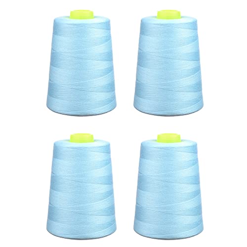 Phönix 4x5000m Universal Qualitätsgarn, Stärke 120 Nähgarn für Overlock-Nähmaschinen (Babyblau) von Phönix