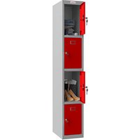 phoenix Spind Locker grau, rot PL1430GRK, 4 Schließfächer 30,0 x 50,0 x 183,0 cm phoenix Spind Locker grau, rot PL1430GRK, 4 Schließfächer 30,0 x 50,0 x 183,0 cm von Phoenix