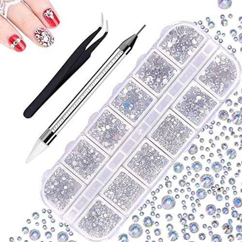 1440 Stück Strasssteine, 6 Größen Kristall Crystal Strasssteine, mit Pick Up Pinzette und Strass Picker Dotting Pen, Nail Art Strasssteine für Nägel, Handwerk 1440 Stück Strasssteine, 6 Größen Kristall Crystal Strasssteine, mit Pick Up Pinzette und Strass Picker Dotting Pen, Nail Art Strasssteine für Nägel, Handwerk von Phomanttonary