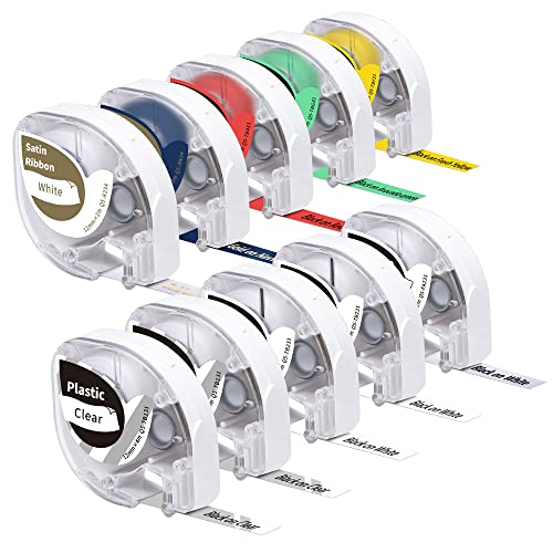 10x Phomemo P12&P12-Pro Etikettenband Original 12mm x 4m Satinband/Eisen auf Etiketten/Plastiketiketten Q5-FA231/Q5-R234/Q5-RN34/Q5-TB131/Q5-TB231/Q5-TB431/Q5-TBG31/Q5-TBY31 Etikettenband-Heimkombi von Phomemo