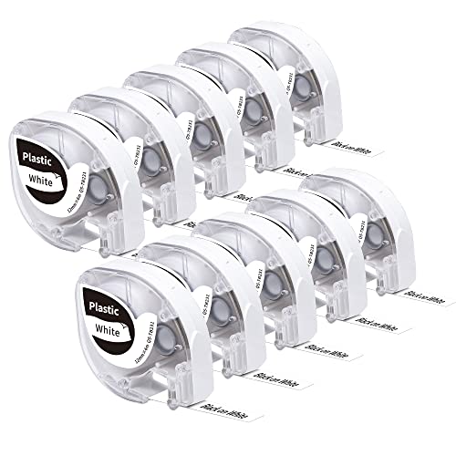 10x Phomemo P12&P12-Pro Etikettenband Original 12mm x 4m Schwarz auf Weiß Q5-TB231 Wasserfestes Kunststoff Selbstklebendes Etikettenband für Phomemo P12&P12-Pro Etikettendrucker von Phomemo