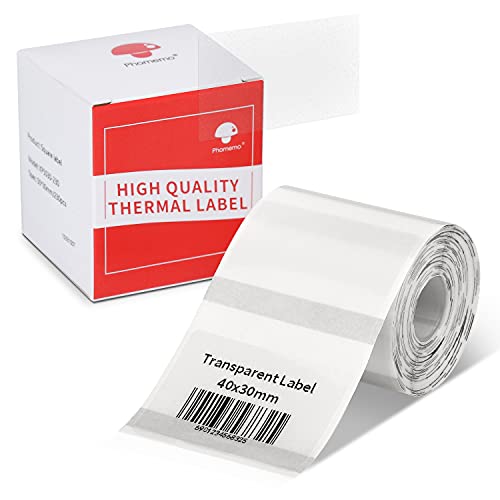 Phomemo m110 Etiketten, 40x30mm Transparentes Etikett, Selbstklebende Thermodirekt-Etiketten Drucker-Etikettenpapier für Phomemo M110 M221 M220 M120 M108 M100 M150 M250 M260 Etikettendrucker von Phomemo