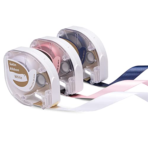 3x Phomemo P12 Satinband Original 12mm x 2m Seidenband 3 Farben Q5-R234/RE31/RN34 Satinband Geschenkband für Geschenkparty, Hochzeit DIY Geschenkverpackung für Phomemo P12/P12 Pro/LT12 Labeldrucker von Phomemo