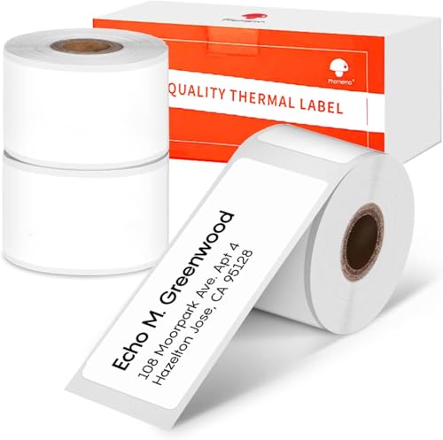 [3x130 Stück] Phomemo Adressetiketten, 25x67mm Thermodrucker-Etiketten, geeignet für M110 M108 M100 M221 M120 M200 Etikettendrucker, Weiß, 130 Etiketten/Rolle, 3 Rollen von Phomemo