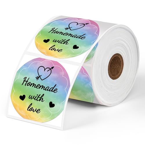 50 * 50 Round Labels Rainbow star pattern 500Pcs/Roll Phomemo 2" runde Regenbogenetiketten 500 Blatt/Rolle, kompatibel mit MUNBYN, Phomemo, Polono Etikettendrucker, BPA-frei von Phomemo