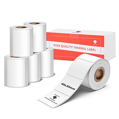 6 Pack-Phomemo M110/M220 Etiketten 6 Rollen 40x30mm Selbstklebende Thermodirekt-Etiketten, für Phomemo M110/M120/M220/M108/M100/M150/M250/M260 Etikettierer, für Barcode, Adresse, Preis von Phomemo