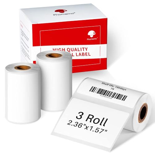 Phomemo 3 Rollen 180 Selbstklebenden Thermo-Etiketten pro Rolle (2.35"x1.57"),Kompatibel mit M220,M200,M221,M250 Etikettendrucker,permanent klebend,für Kundenmailings,Adressetiketten,Geschäftsbriefe von Phomemo