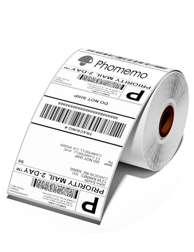 Phomemo 4X6 Thermoetiketten Versandetiketten, 250 Stück, Weiß Rollenetiketten Thermodrucker-Etiketten für Versandetiketten, Adresse, Post, kompatibel mit Zebra, Munbyn, Rollo, Polono, Nelko Phomemo 4X6 Thermoetiketten Versandetiketten, 250 Stück, Weiß Rollenetiketten Thermodrucker-Etiketten für Versandetiketten, Adresse, Post, kompatibel mit Zebra, Munbyn, Rollo, Polono, Nelko von Phomemo