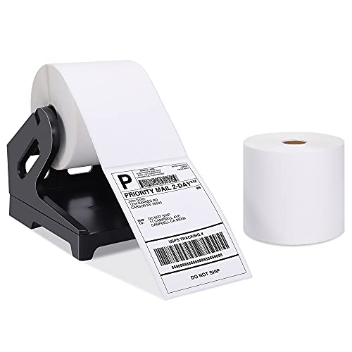 Phomemo 4x6 Thermodirektversand EtikettenThermoetikettendrucker Etikett -und Etikettenhalter, Kompatibel mit Rollo MUNBYN und allen 4 × 6 Etikettendruckern (1000 Stück Rollenetikett + Etikettenhalter) von Phomemo