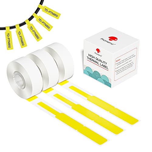 Phomemo D30 D30Pro Thermodrucker-Papierrolle - Schmuck Thermopapierkabel Drahtmarkierungspapier Gelb für 12,5 x 74 + 35 mm / 0,49 x 2,91 + 1,38 Zoll Bluetooth Compact Mobile-Drucker, 3 Rollen von Phomemo