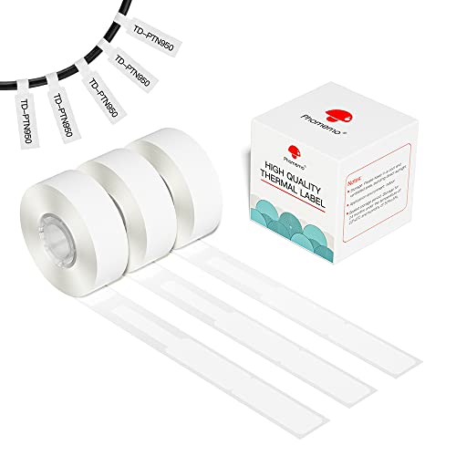 Phomemo D30 D30Pro Thermodrucker-Papierrolle - Schmucketikettenpapier Selbstklebendes Preisetikettenpapier 12,5x74+35 mm für den Wiederverkauf von Supermärkten, 3 Rollen, Weiß von Phomemo
