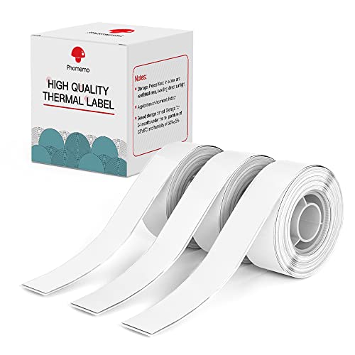 Phomemo D30 Etikettendrucker-Band, Schwarz auf Weiß, selbstklebendes Thermopapier, selbstklebendes Etikettenband, 15 x 6 m (19/32 x 2367/32) langes Band, 3-Rollen von Phomemo