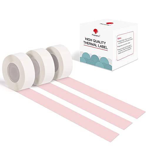 Phomemo D30 Kontinuierliches Etikettenband-Rosa Etikettenband, thermische Etiketten für Küche, Dateien, Adresse, Geschenk und etc., 3-Rollen von Phomemo