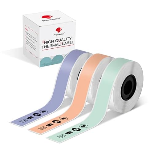 Phomemo D30 Label Maker Endlos-Etikettenband, Schwarz auf Mintgrün, Hellorange, Lavendelviolett Langer Aufkleber Thermopapier Selbstklebendes Etikettenband, 15 x 6m langes Band, 3 Rollen Phomemo D30 Label Maker Endlos-Etikettenband, Schwarz auf Mintgrün, Hellorange, Lavendelviolett Langer Aufkleber Thermopapier Selbstklebendes Etikettenband, 15 x 6m langes Band, 3 Rollen von Phomemo
