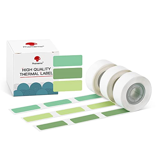 Phomemo D30 Label Maker Tape Grün, 12mm*30mm, kompatibel mit D30 Label Printer, thermische wasserdichte Etiketten, 3 Rollen von Phomemo