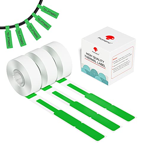 Phomemo D30 Thermodrucker-Papierrolle - Schmucketikettenpapier Selbstklebendes Preisetikettenpapier 12,5x74+35 mm für den Wiederverkauf von Supermärkten, 3 Rollen, Grün von Phomemo