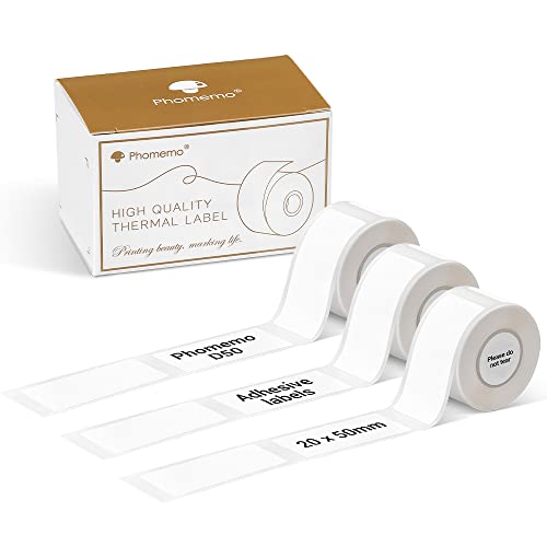 Phomemo D50 Etiketten, 3 Rollen selbstklebende Thermoetiketten Labels, 20 mm x 50 mm, kompatibel mit Phomemo D50 Etikettendrucker, für Zuhause, Büro, 125 Etiketten pro Rolle, 3 Rollen (Weiß) Phomemo D50 Etiketten, 3 Rollen selbstklebende Thermoetiketten Labels, 20 mm x 50 mm, kompatibel mit Phomemo D50 Etikettendrucker, für Zuhause, Büro, 125 Etiketten pro Rolle, 3 Rollen (Weiß) von Phomemo