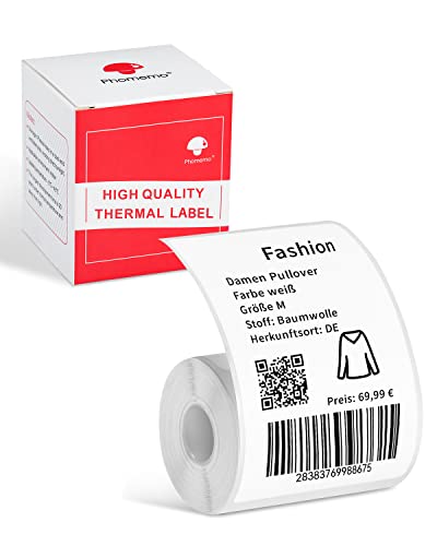 Phomemo M220 Druckeretiketten für M220 M250 M221 M120 M150 M108 M110 M421 Etikettendrucker, Mehrzweck-Barcode, Lebensmittel, Kleidung, Name, Adressetiketten, 1 Rolle, 50x80mm,100 Etiketten/Rolle von Phomemo