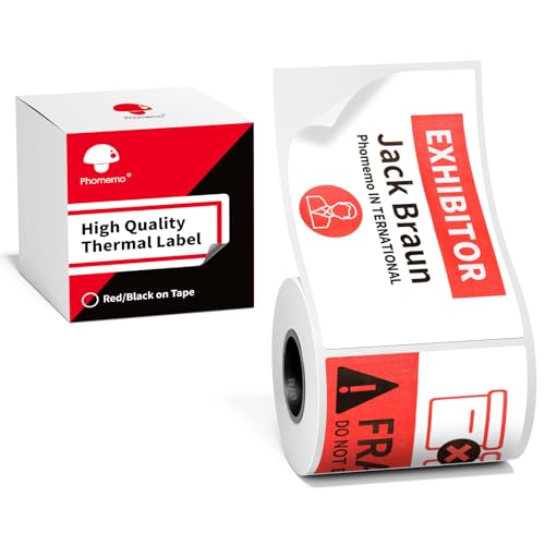 Phomemo Etiketten in Rot und Schwarz für Barcode, Adresse, Logo, Business, Kompatibel mit Phomemo M421 Etikettendrucker, 50mm x 80mm, 100 Etiketten/Rolle Phomemo Etiketten in Rot und Schwarz für Barcode, Adresse, Logo, Business, Kompatibel mit Phomemo M421 Etikettendrucker, 50mm x 80mm, 100 Etiketten/Rolle von Phomemo