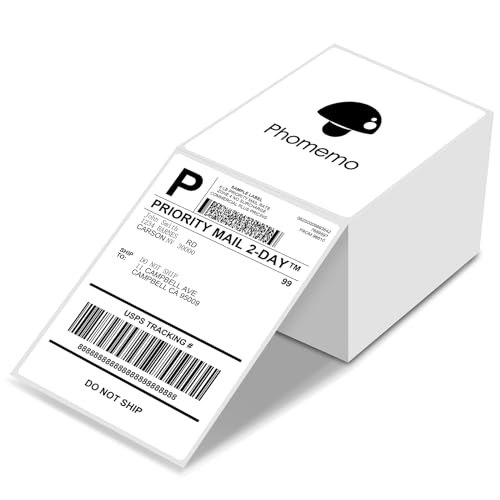 Phomemo Etiketten DHL Versandetiketten 4x6,Thermoetiketten Kompatibel mit MUNBYN,Phomemo Etikettendrucker,100x150mm Etiketten für 241BT/D520BT/246S Thermodrucker 500 Blatt von Phomemo