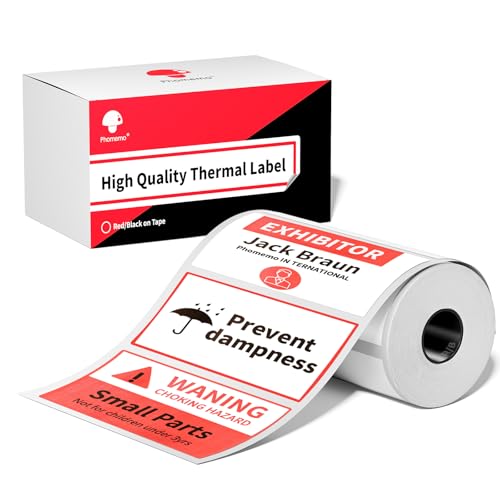 Phomemo Etiketten in Rot und Schwarz für Barcode, Adresse, Logo, Business, Kompatibel mit Phomemo M421 Etikettendrucker, 100mm x 50 mm, 140 Etiketten/Rolle Phomemo Etiketten in Rot und Schwarz für Barcode, Adresse, Logo, Business, Kompatibel mit Phomemo M421 Etikettendrucker, 100mm x 50 mm, 140 Etiketten/Rolle von Phomemo