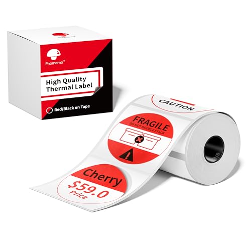 Phomemo Etiketten in Rot und Schwarz für Barcode, Adresse, Logo, Business, Kompatibel mit Phomemo M421 Etikettendrucker, 50mm x 50mm, 140 Etiketten/Rolle Phomemo Etiketten in Rot und Schwarz für Barcode, Adresse, Logo, Business, Kompatibel mit Phomemo M421 Etikettendrucker, 50mm x 50mm, 140 Etiketten/Rolle von Phomemo