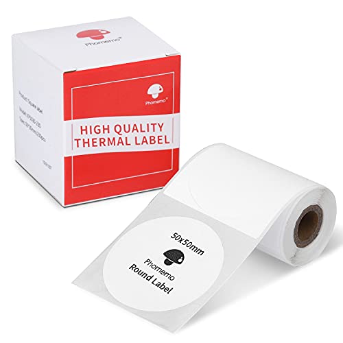 Phomemo M220/M110 Etiketten, Logo-Aufkleber, 50 x 50 mm, rund, selbstklebend, Thermo-Etiketten, Papier für Phomemo M110 M220 M221 M108 M100 M150 M250 M260 Etikettenhersteller, verwendet für Logo-Druck Phomemo M220/M110 Etiketten, Logo-Aufkleber, 50 x 50 mm, rund, selbstklebend, Thermo-Etiketten, Papier für Phomemo M110 M220 M221 M108 M100 M150 M250 M260 Etikettenhersteller, verwendet für Logo-Druck von Phomemo