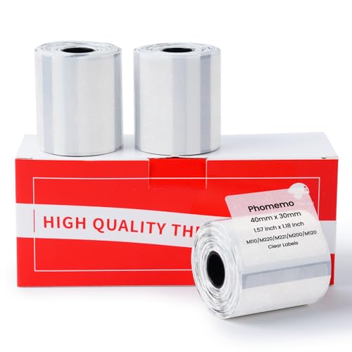 Phomemo M110/M220/M221/M200/M120/M100/M108/M150/M250/M260 Silber-Glitzer Selbstklebende Etiketten 40x30mm(1.57"x1.18"), Thermoetiketten papier für Phomemo Etikettendrucker, 230 pro Rolle, 3 Rollen von Phomemo