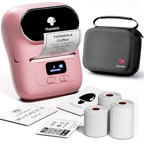 Phomemo M110 Etikettendrucker, Bluetooth Thermo Etikettenmacher Set,Tragbarer Etikettiergerät für Kleinunternehmen,Haushalt,Schule,Aufkleber Drucker mit 3 Rollen Etiketten und 1 Tragbare Tasche -Rosa Phomemo M110 Etikettendrucker, Bluetooth Thermo Etikettenmacher Set,Tragbarer Etikettiergerät für Kleinunternehmen,Haushalt,Schule,Aufkleber Drucker mit 3 Rollen Etiketten und 1 Tragbare Tasche -Rosa von Phomemo