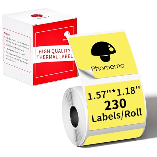 Phomemo M110 M120 M200 M220 M221 Label Maker Tape für Preis, Name, Adresse, Logo, Barcode, 40mm*30mm, Gelb (1 Rolle) von Phomemo