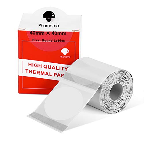 Phomemo M110 M120 M200 M220 M221 Transparentes rundes Papier, 40x40mm(1,57"x1,57") klebriges Thermoetikett-Druckerpapier von Phomemo