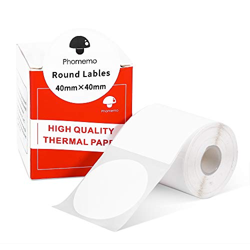 Phomemo M110 M120 M200 M220 M221 White Round Paper 1.57"x1.57" (40x40mm) Sticky Thermal Labels Printer Paper von Phomemo