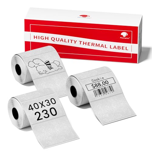 Phomemo M110 Thermal Etiketten - Silberne Glitzeretiketten Multifunktionale Selbstklebeetiketten, 40x30mm farbige Etiketten, 230 Etiketten pro Rolle, 3 Rollen von Phomemo